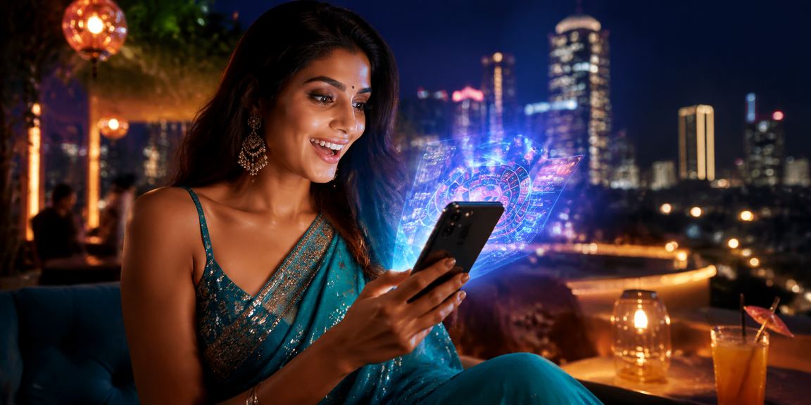 Teen Patti mobile gameplay in Bangalore MG Road with festive atmosphere