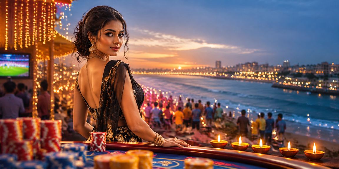 Chennai Marina Beach with lottery and Diwali festival lights