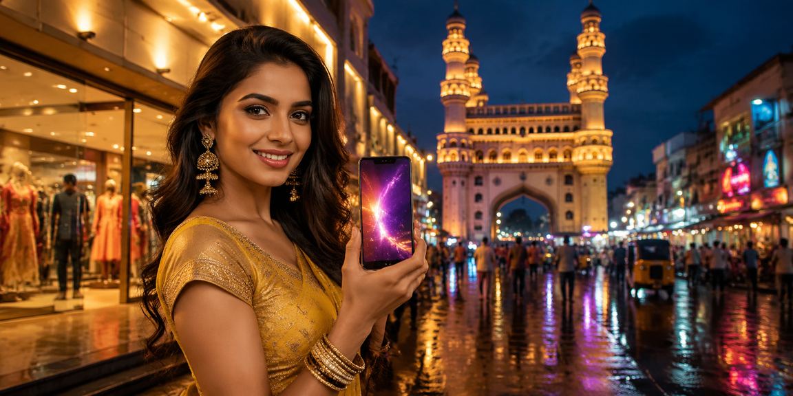 Hyderabad Charminar with casino app night market theme